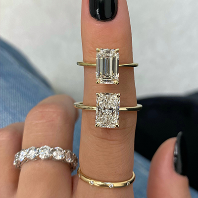 emerald and radiant engagment rings